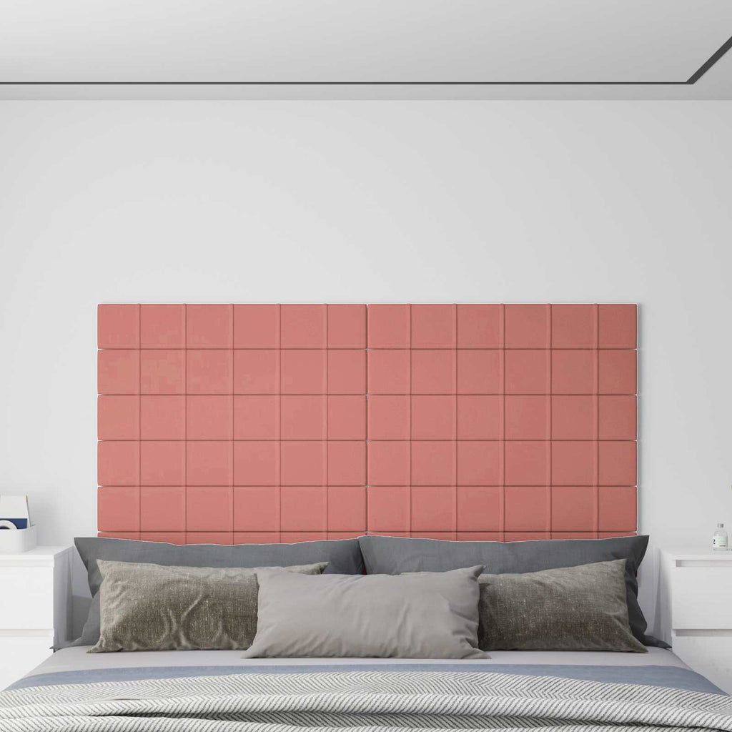 Wandkopfteilen 12 pcs Rosa 90 x 15 cm Samt