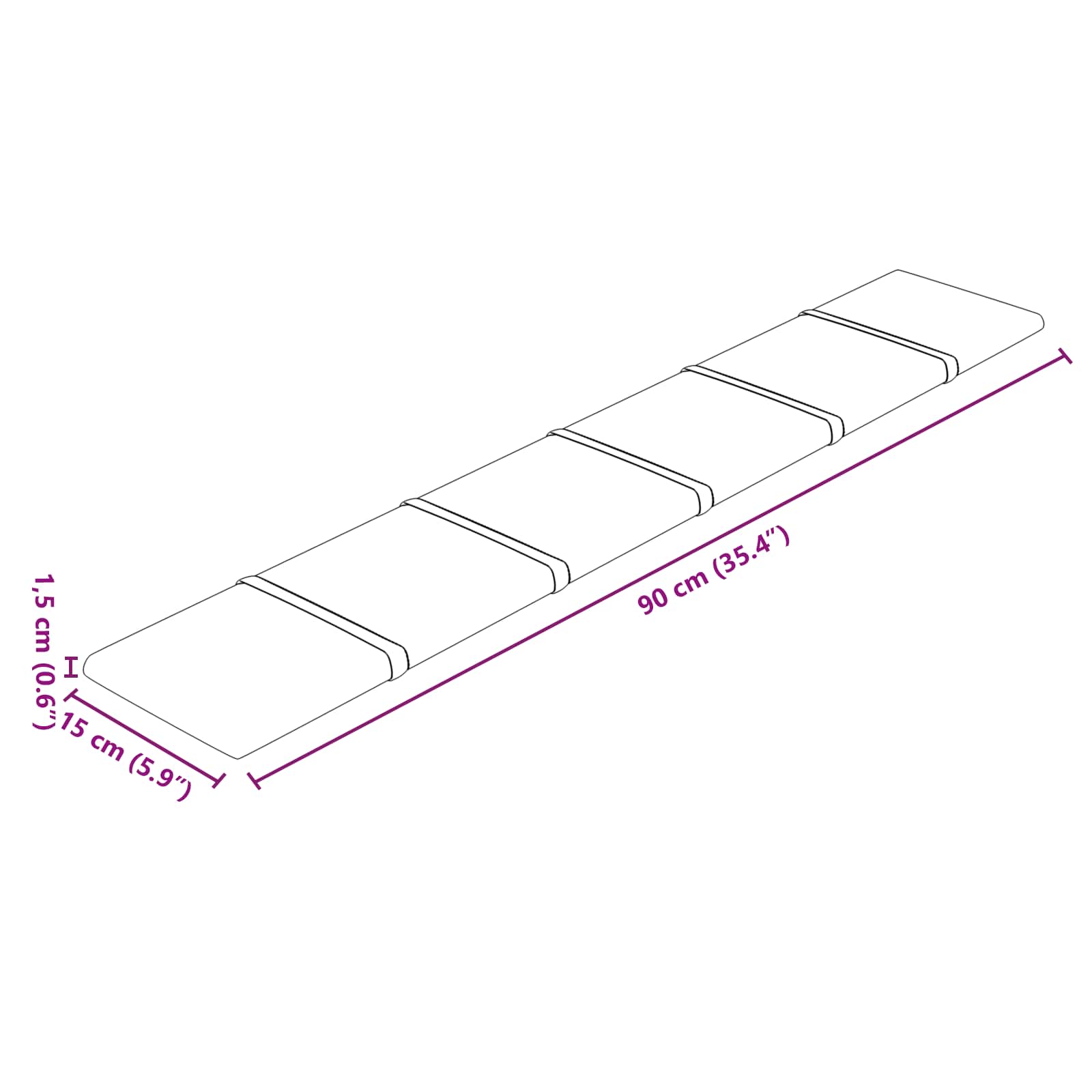 Wandkopfteilen 12 pcs Rosa 90 x 15 cm Samt