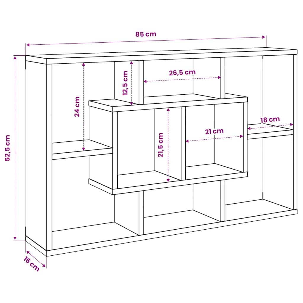 Wandregal Weiß 85x16x52,5 cm Holzwerkstoff