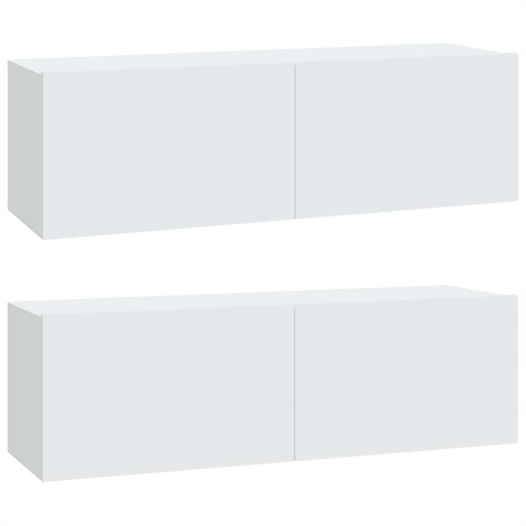 TV-Wandschränke 2 Stk. Weiß 100x30x30 cm Holzwerkstoff