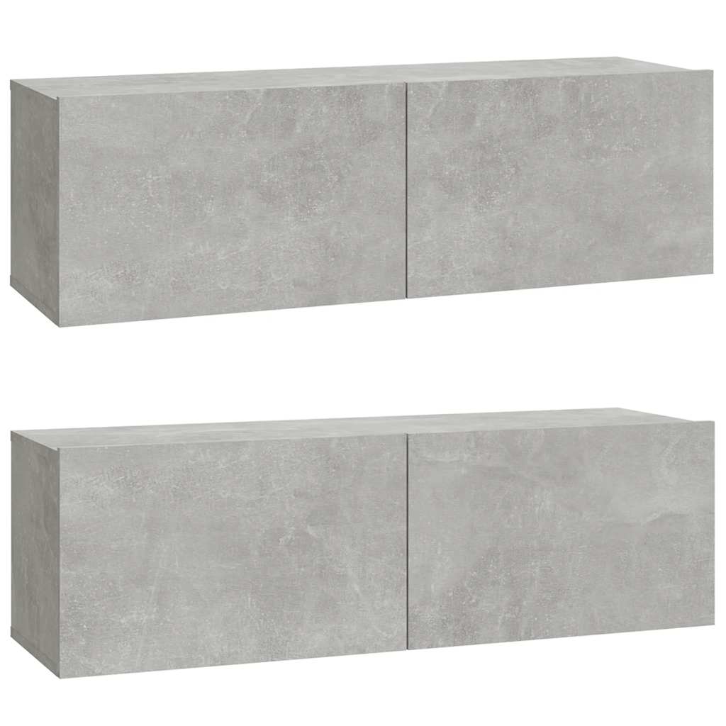 TV-Wandschränke 2 Stk. Betongrau 100x30x30 cm Holzwerkstoff