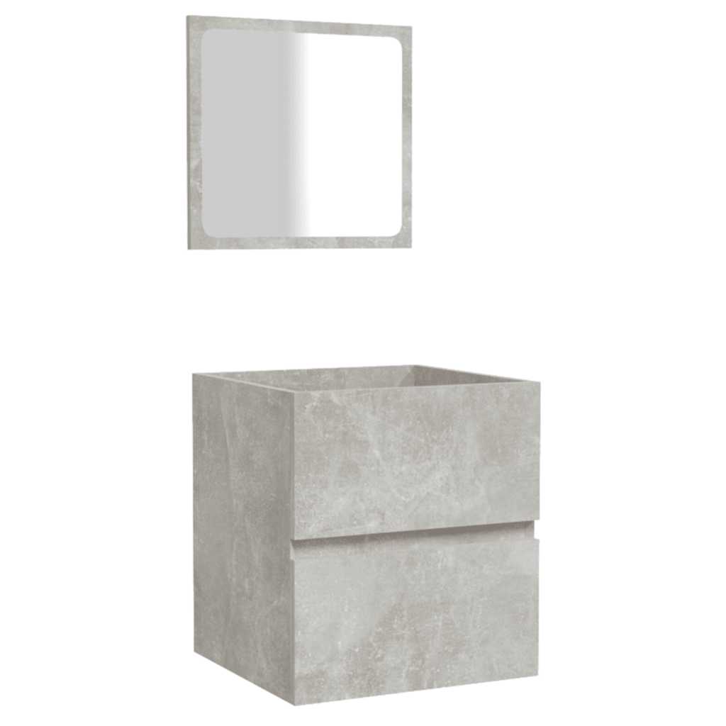 Badschrank mit Spiegel Betongrau Holzwerkstoff