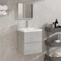 Badschrank mit Spiegel Betongrau Holzwerkstoff