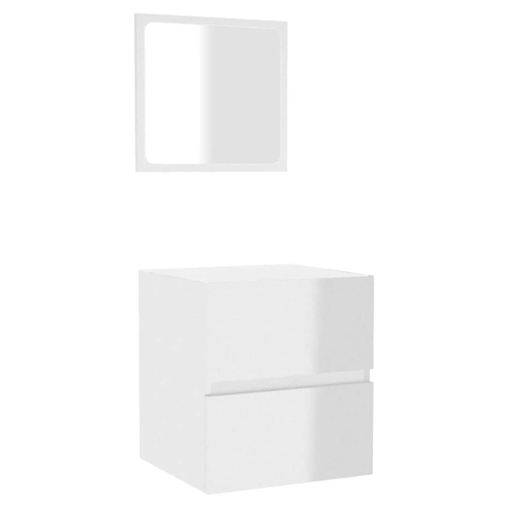 Badschrank mit Spiegel Hochglanz-Weiß Holzwerkstoff
