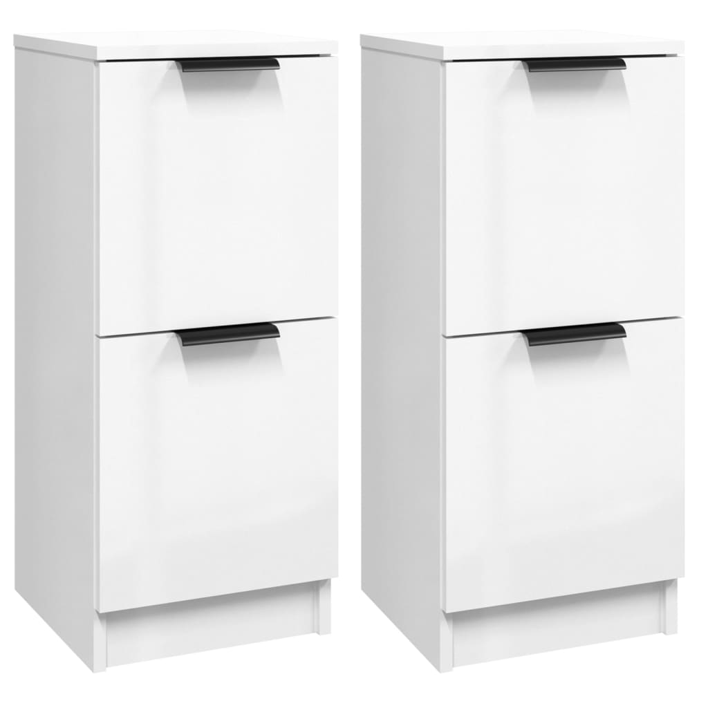 Sideboards 2 Stk. Hochglanz-Weiß 30x30x70 cm Holzwerkstoff