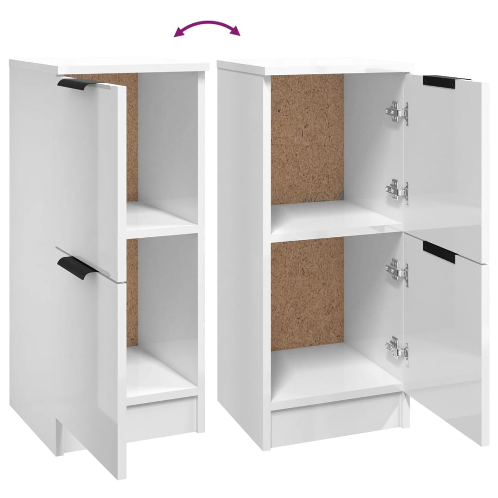 Sideboards 2 Stk. Hochglanz-Weiß 30x30x70 cm Holzwerkstoff