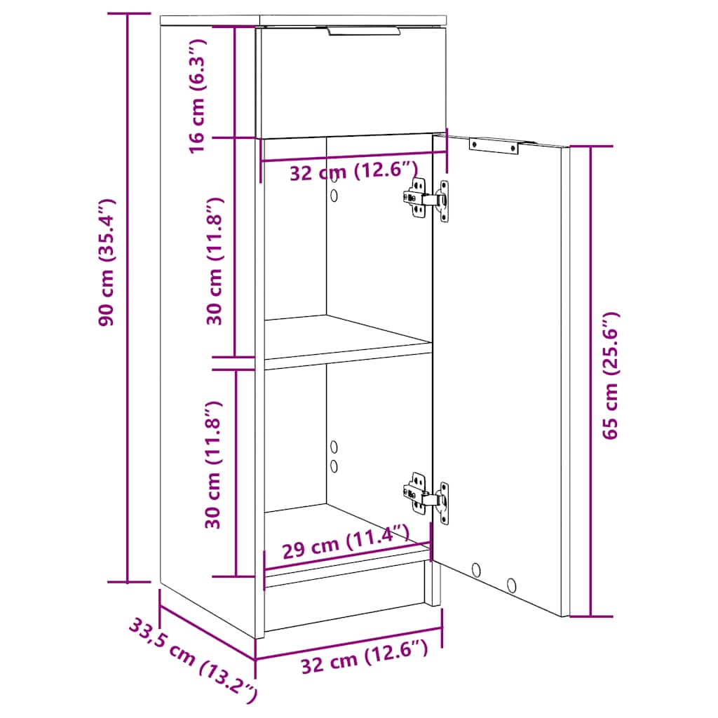 Badschrank Sonoma-Eiche 32x33,5x90 cm Holzwerkstoff