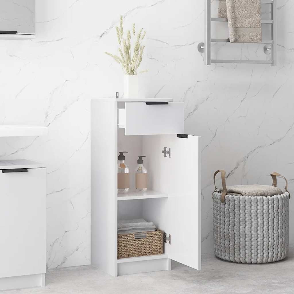 Badschrank Hochglanz-Weiß 32x33,5x90 cm Holzwerkstoff