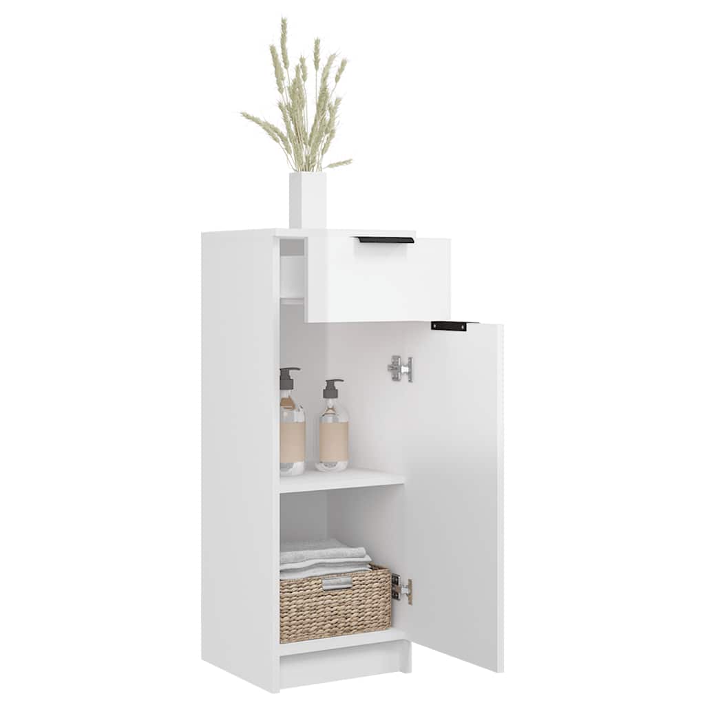 Badschrank Hochglanz-Weiß 32x33,5x90 cm Holzwerkstoff