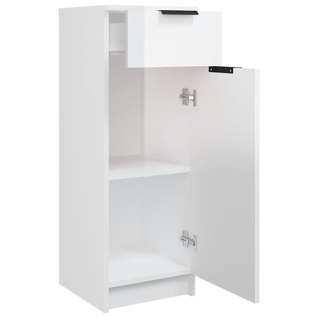 Badschrank Hochglanz-Weiß 32x33,5x90 cm Holzwerkstoff