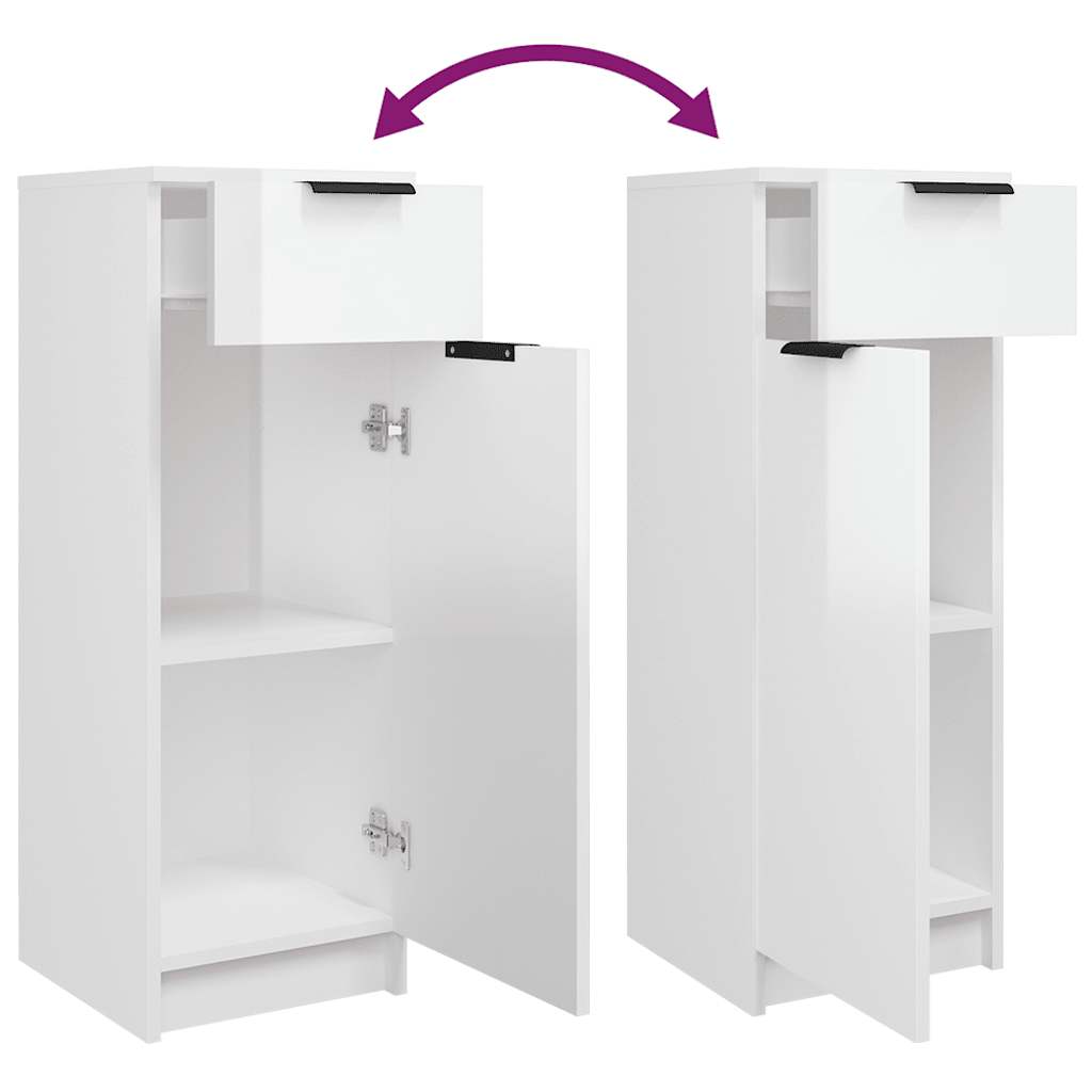 Badschrank Hochglanz-Weiß 32x33,5x90 cm Holzwerkstoff