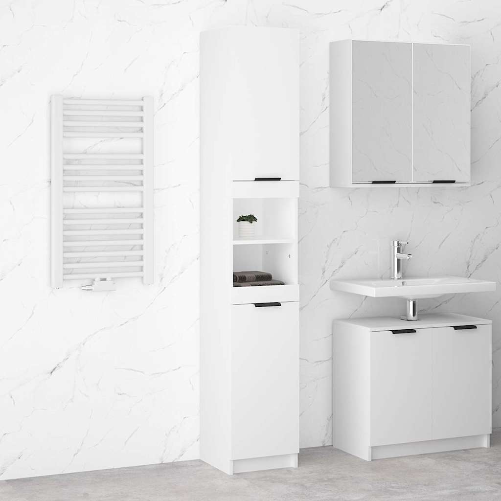 Badschrank Weiß 32x34x188,5 cm Holzwerkstoff