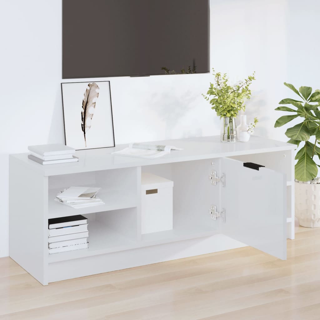 TV-Schrank Hochglanz-Weiß 102x35,5x36,5 cm Holzwerkstoff
