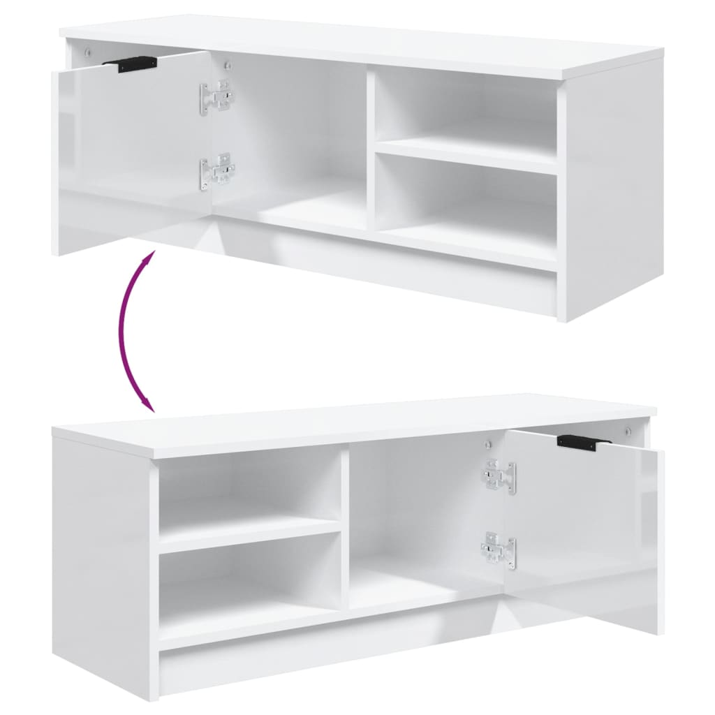 TV-Schrank Hochglanz-Weiß 102x35,5x36,5 cm Holzwerkstoff