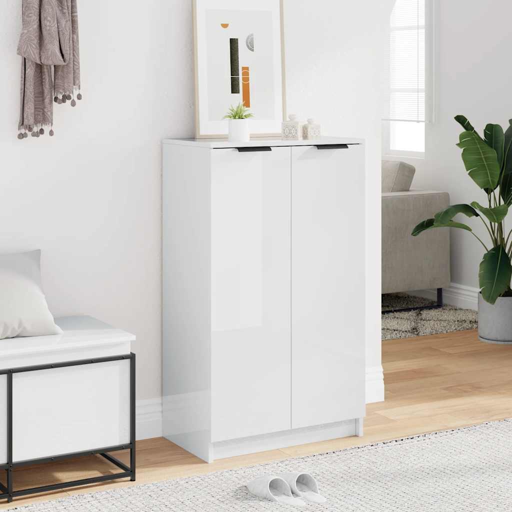 Schuhschrank Hochglanz-Weiß 59x35x100,5 cm Holzwerkstoff