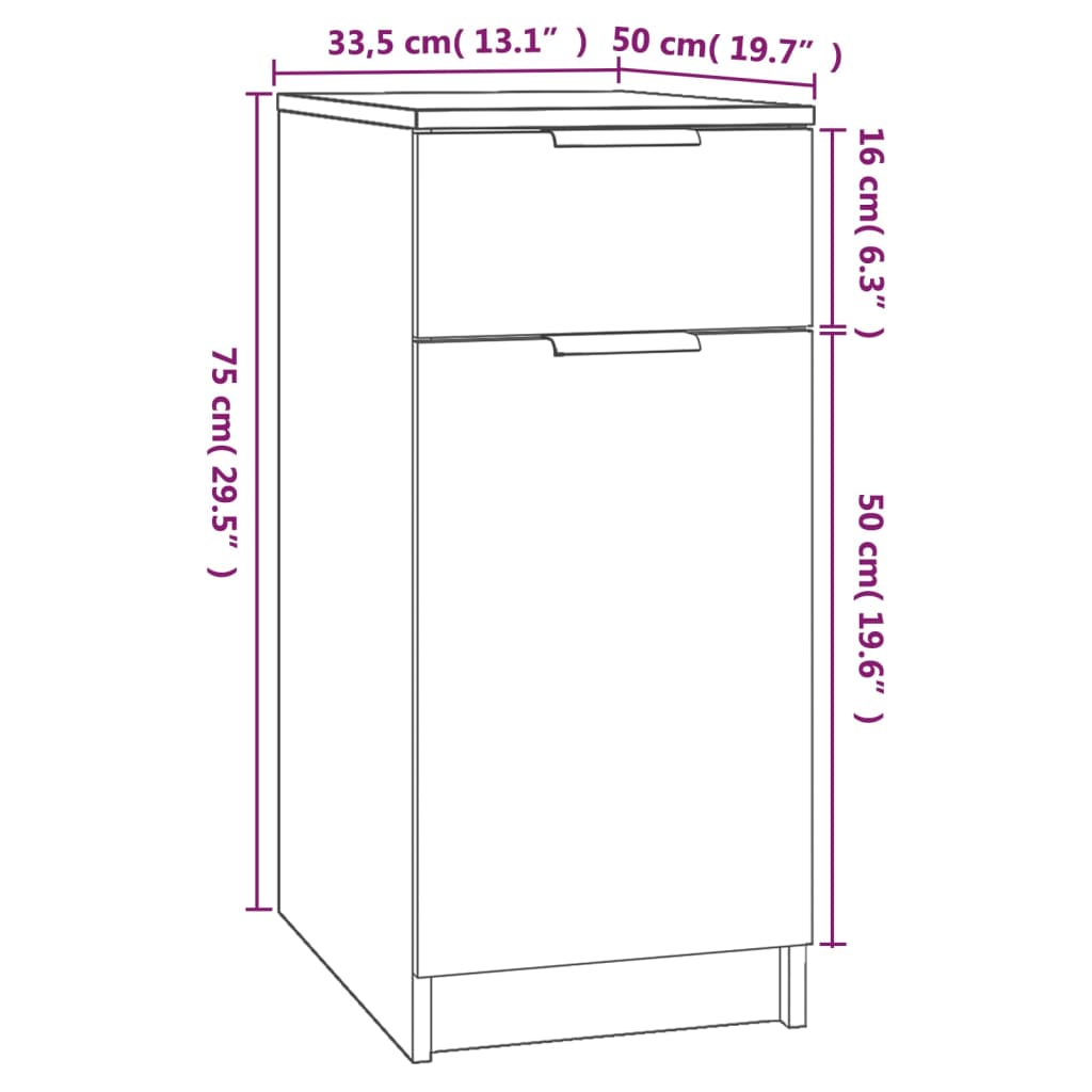 Büroschrank Sonoma-Eiche 33,5x50x75 cm Holzwerkstoff