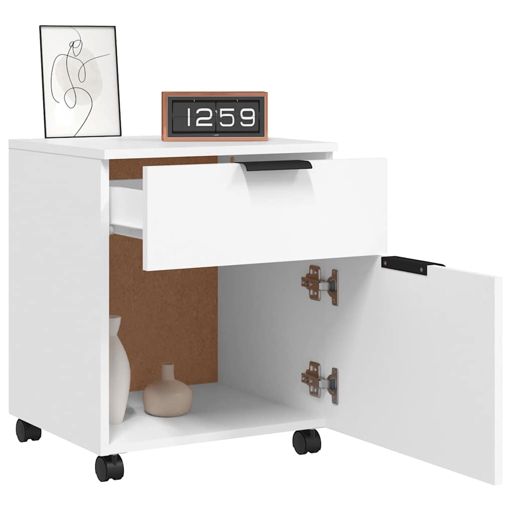 Mobiler Aktenschrank mit Rollen Weiß 45x38x54 cm Holzwerkstoff