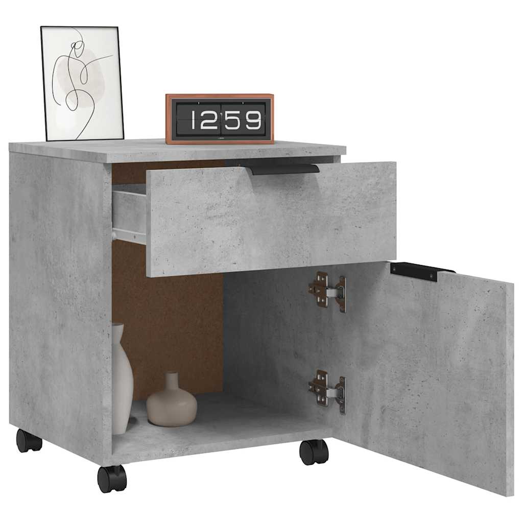 Mobiler Aktenschrank mit Rollen Betongrau 45x38x54 cm