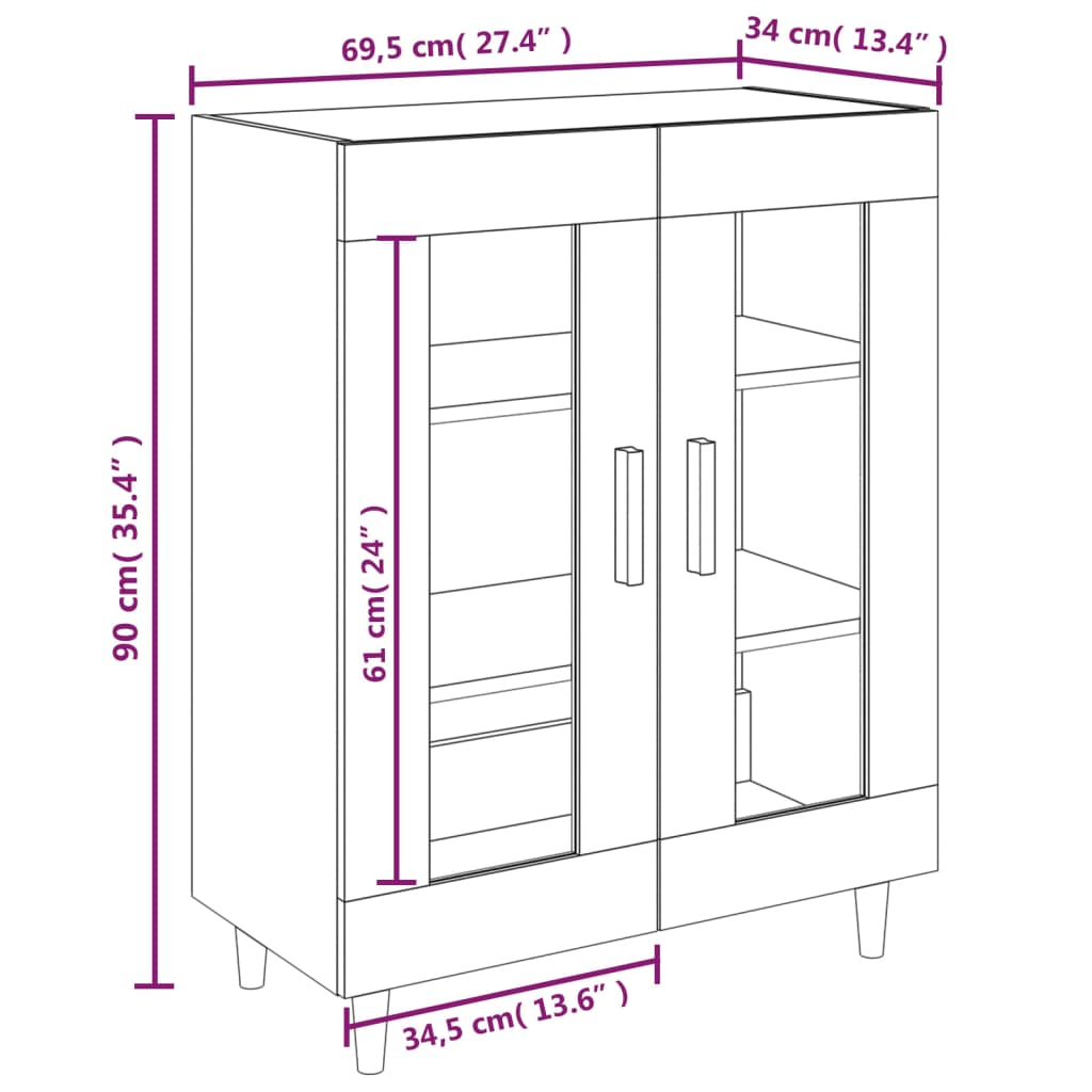 Sideboard Weiß 69,5x34x90 cm Holzwerkstoff
