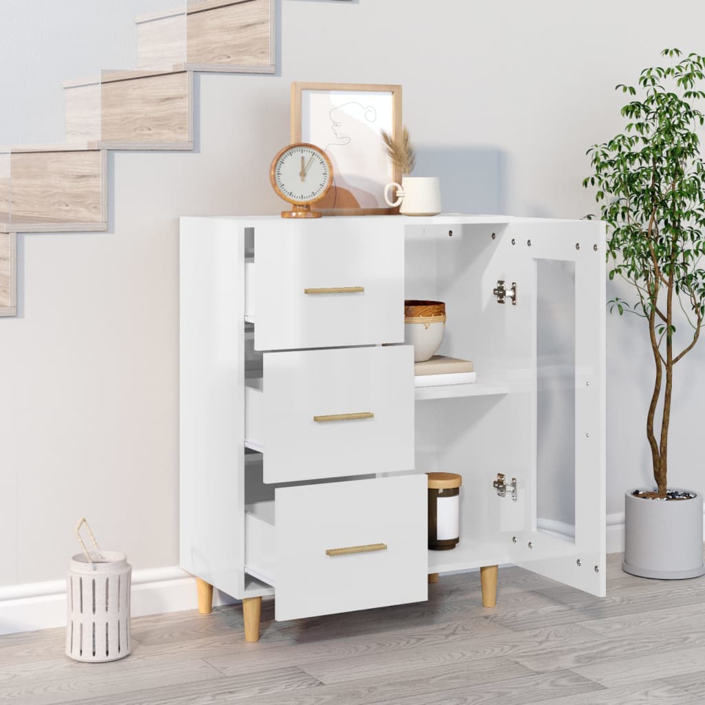 Sideboard Hochglanz-Weiß 69,5x34x90 cm Holzwerkstoff