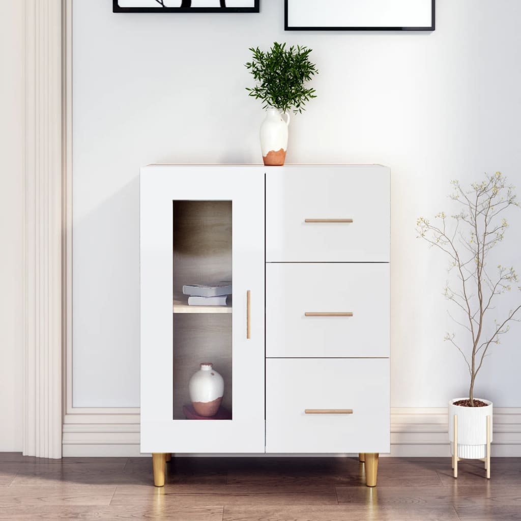 Sideboard Hochglanz-Weiß 69,5x34x90 cm Holzwerkstoff
