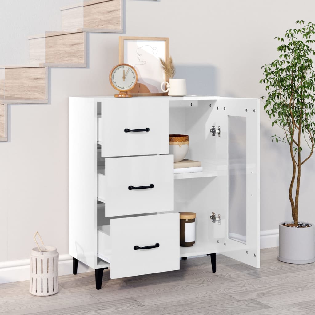 Sideboard Hochglanz-Weiß 69,5x34x90 cm Holzwerkstoff