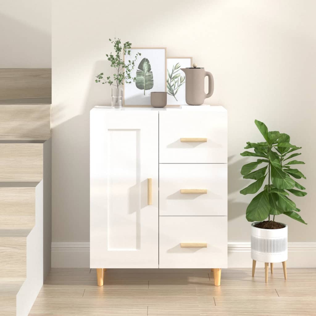 Sideboard Hochglanz-Weiß 69,5x34x90 cm Holzwerkstoff