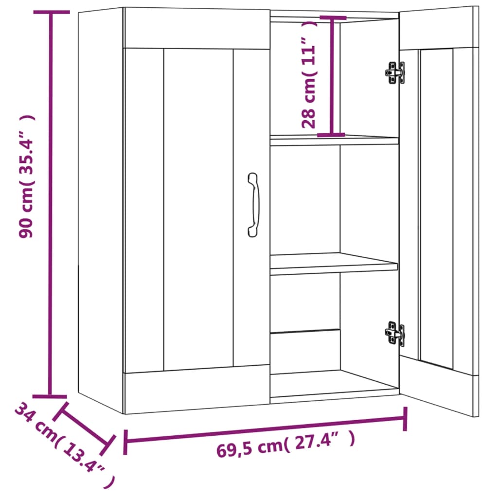 Hängeschrank Sonoma-Eiche 69,5x34x90 cm