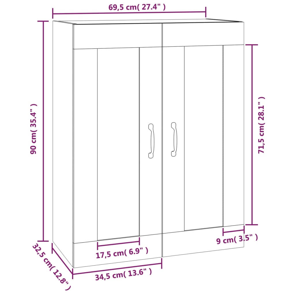 Hängeschrank Weiß 69,5x32,5x90 cm