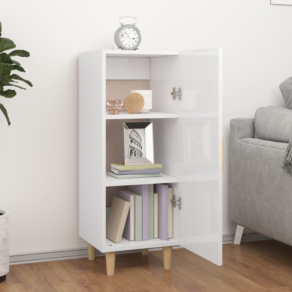 Sideboard Hochglanz-Weiß 34,5x34x90 cm Holzwerkstoff