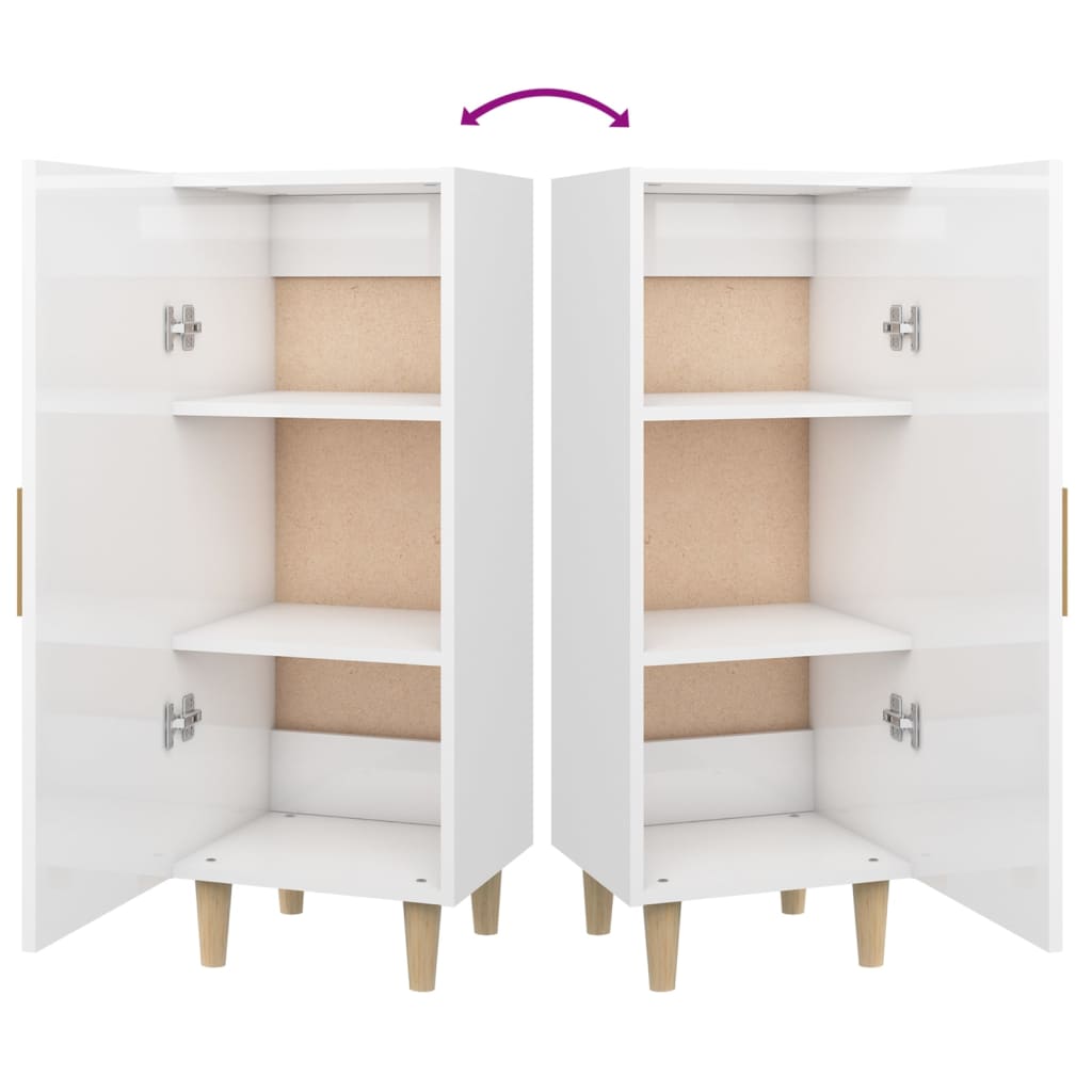 Sideboard Hochglanz-Weiß 34,5x34x90 cm Holzwerkstoff