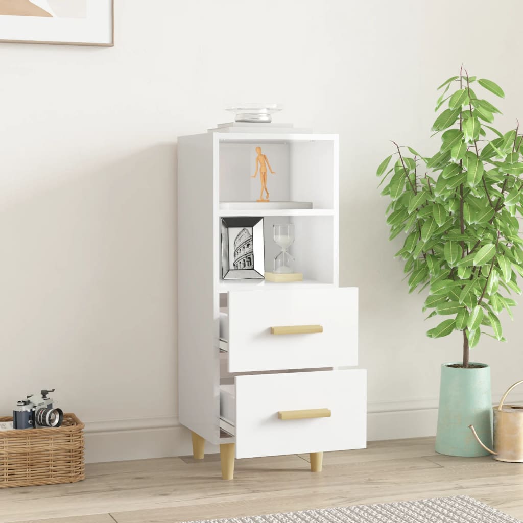 Sideboard Hochglanz-Weiß 34,5x34x90 cm Holzwerkstoff