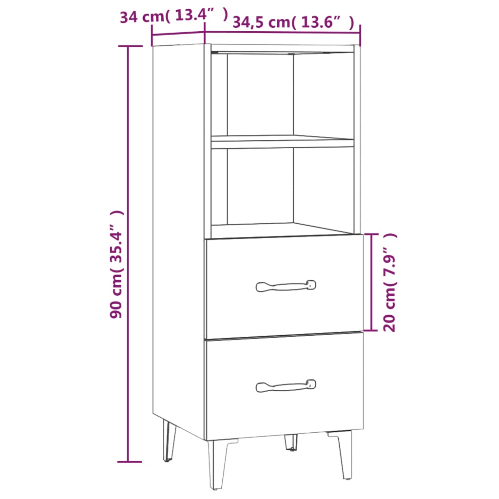 Sideboard Weiß 34,5x34x90 cm Holzwerkstoff