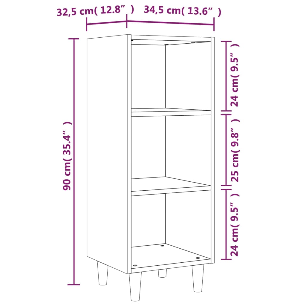 Sideboard Weiß 34,5x32,5x90 cm Holzwerkstoff