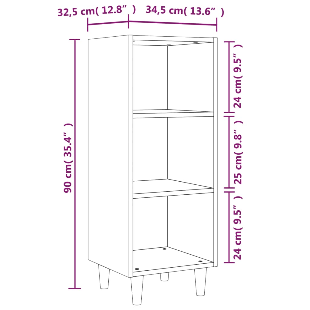 Sideboard Sonoma-Eiche 34,5x32,5x90 cm Holzwerkstoff
