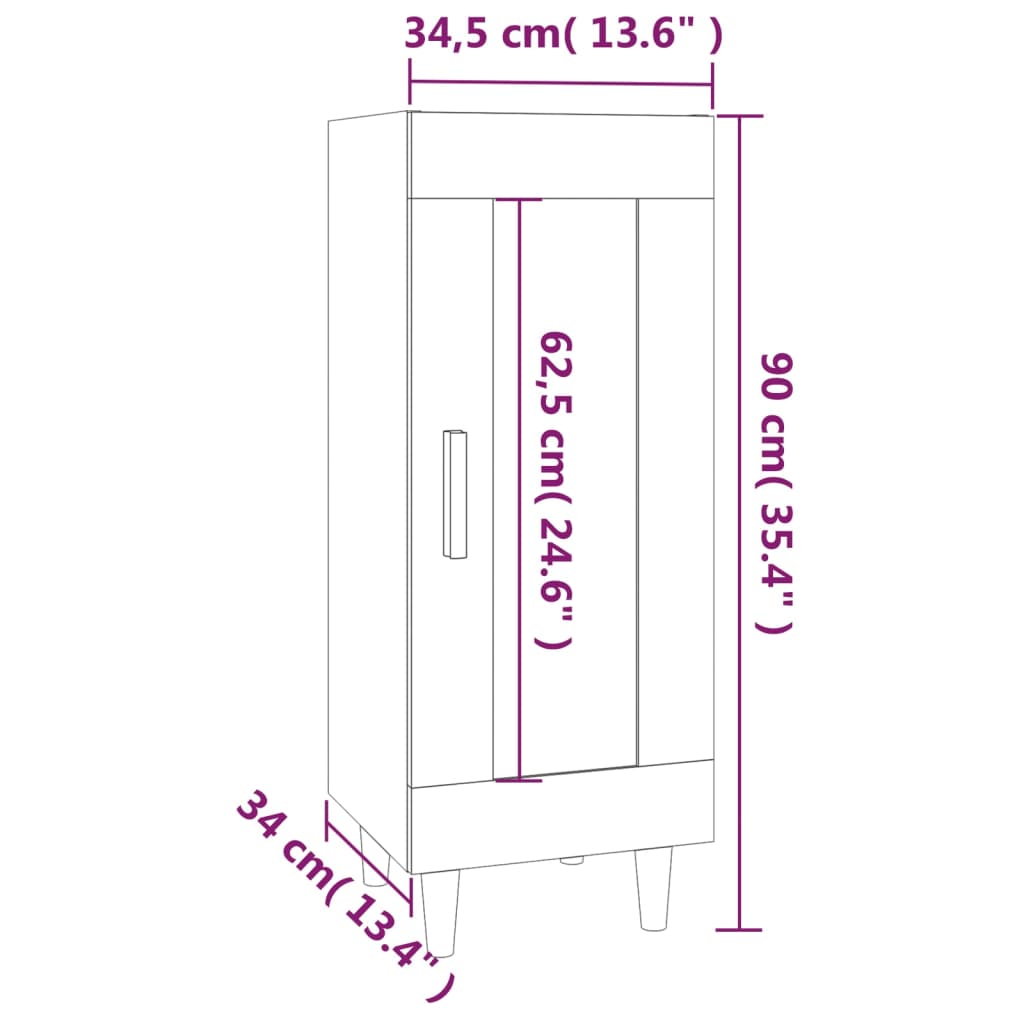 Sideboard Betongrau 34,5x34x90 cm Holzwerkstoff