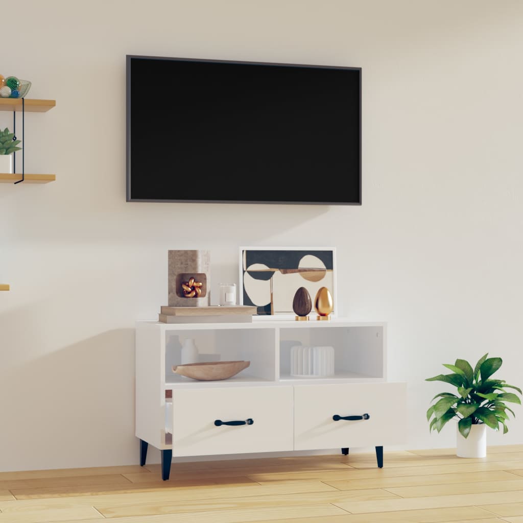 TV-Schrank Hochglanz-Weiß 80x36x50 cm Holzwerkstoff