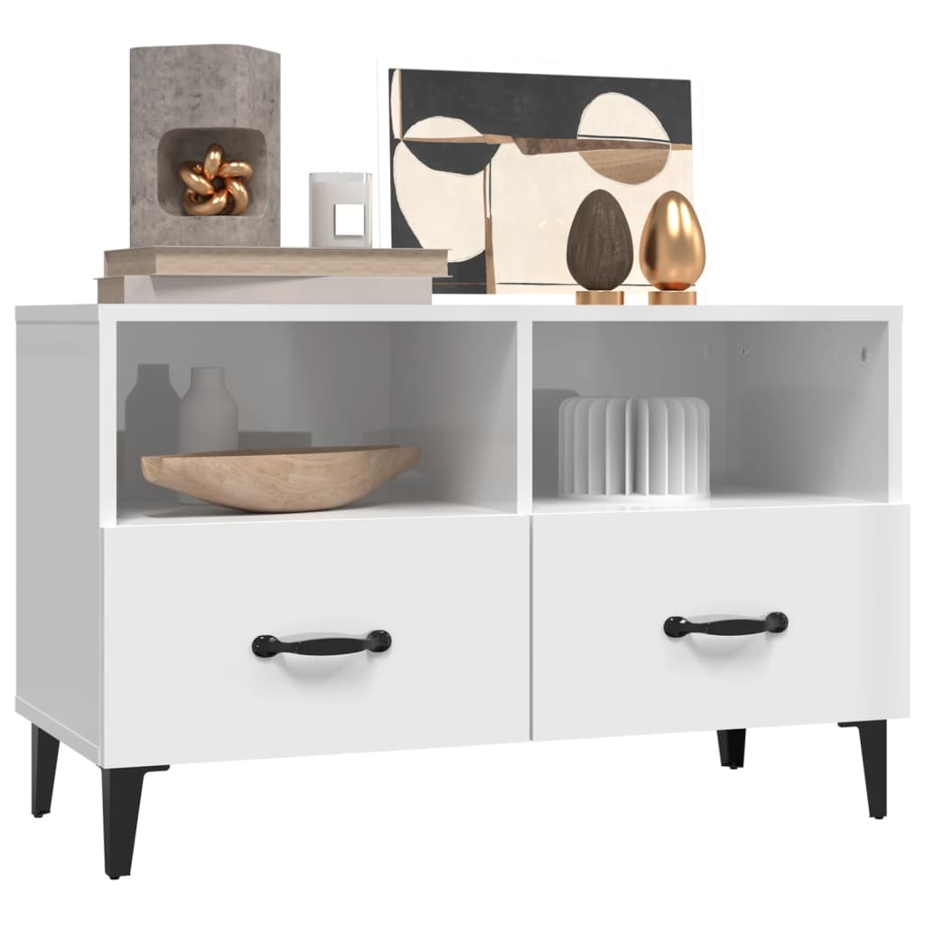 TV-Schrank Hochglanz-Weiß 80x36x50 cm Holzwerkstoff