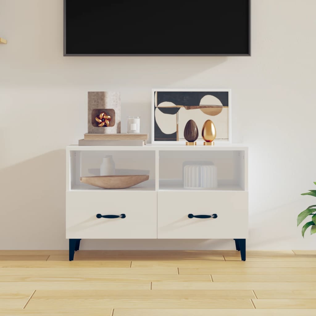 TV-Schrank Hochglanz-Weiß 80x36x50 cm Holzwerkstoff
