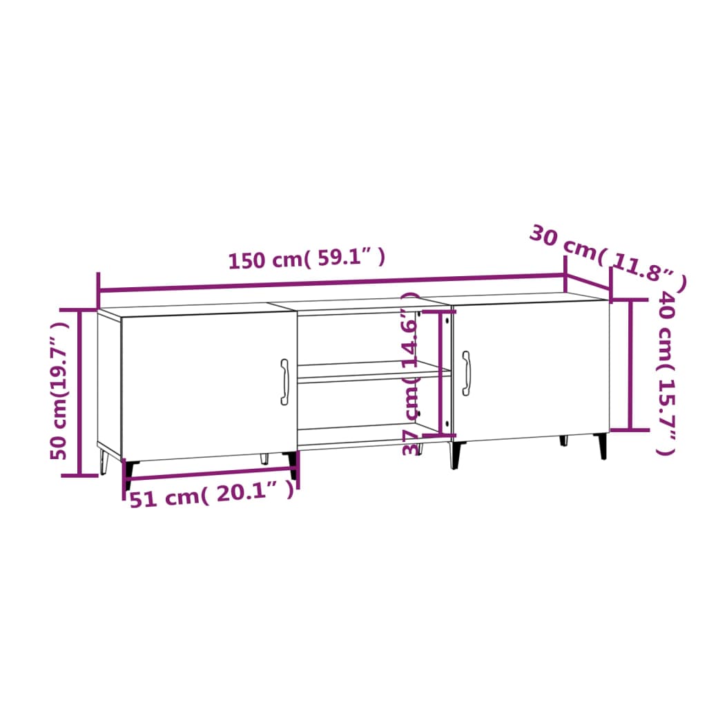 TV-Schrank Betongrau 150x30x50 cm Holzwerkstoff