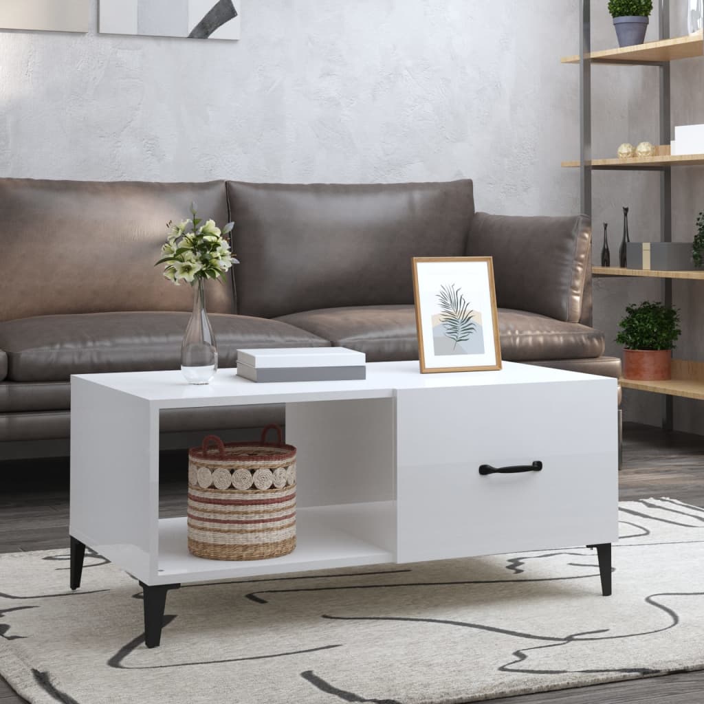 Couchtisch Hochglanz-Weiß 90x50x40 cm Holzwerkstoff