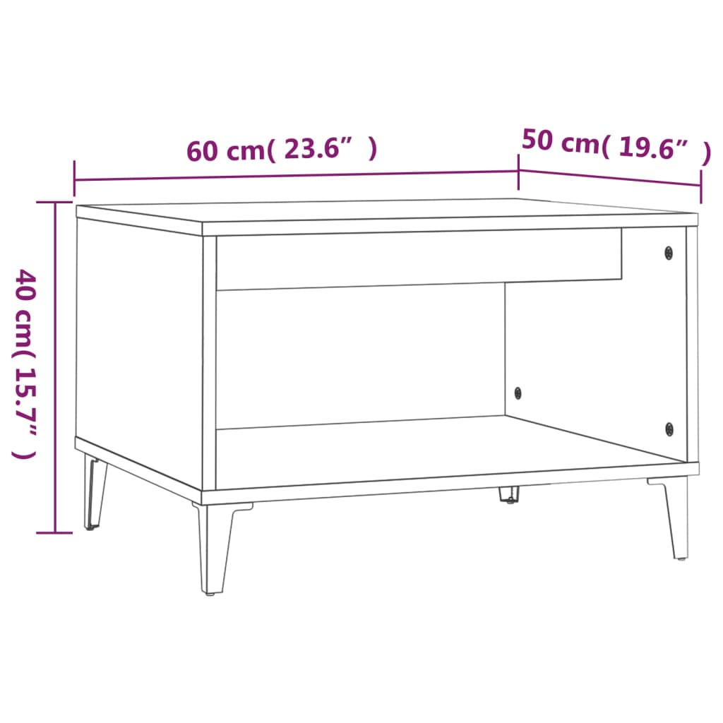 Couchtisch Hochglanz-Weiß 60x50x40 cm Holzwerkstoff