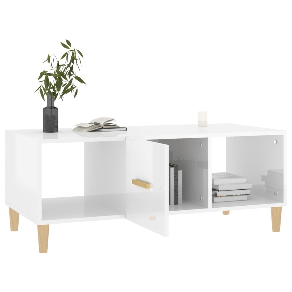 Couchtisch Hochglanz-Weiß 102x50x40 cm Holzwerkstoff
