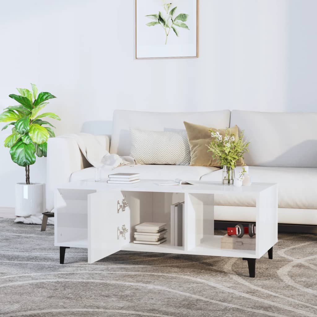 Couchtisch Hochglanz-Weiß 102x50x40 cm Holzwerkstoff