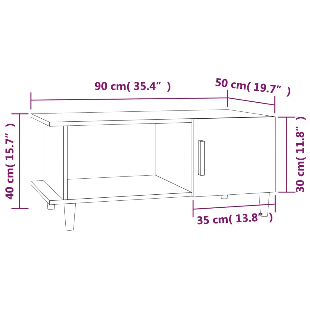 Couchtisch Weiß 90x50x40 cm Holzwerkstoff
