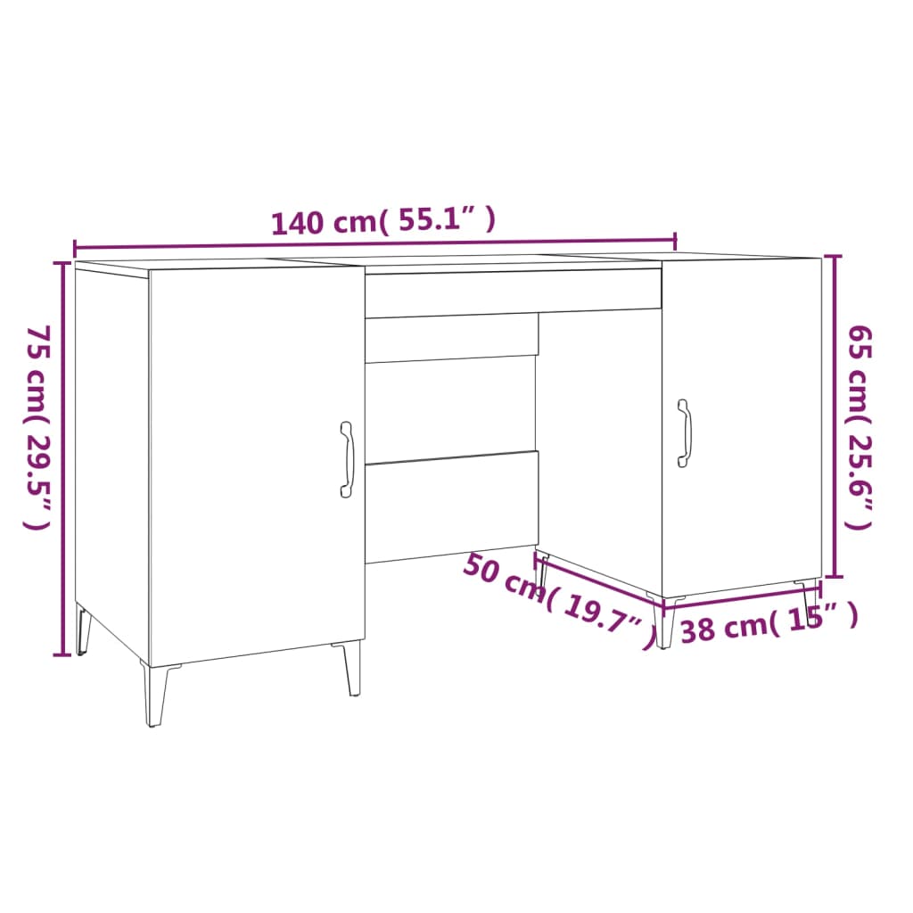 Schreibtisch Sonoma-Eiche 140x50x75 cm Holzwerkstoff