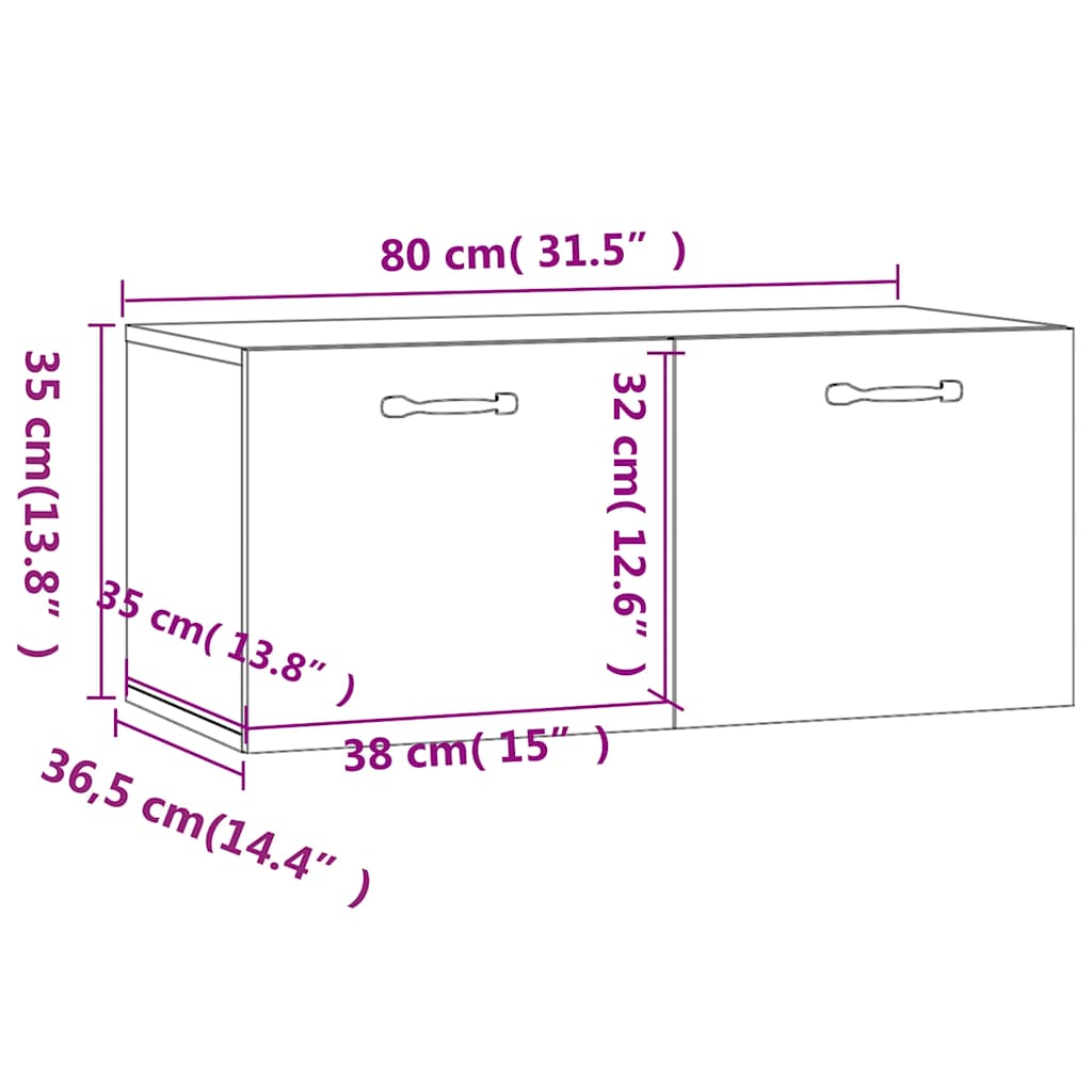 Wandschrank Weiß 80x36,5x35 cm Holzwerkstoff