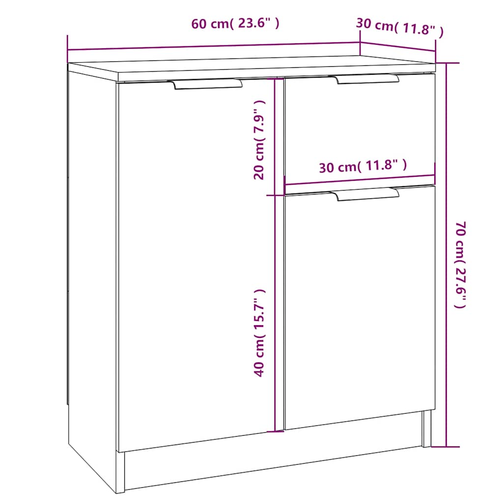 Sideboard Grau Sonoma 60x30x70 cm Holzwerkstoff