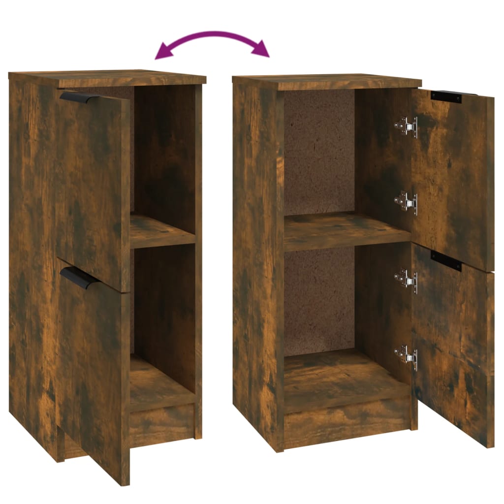 Sideboards 2 Stk. Räuchereiche 30x30x70 cm Holzwerkstoff