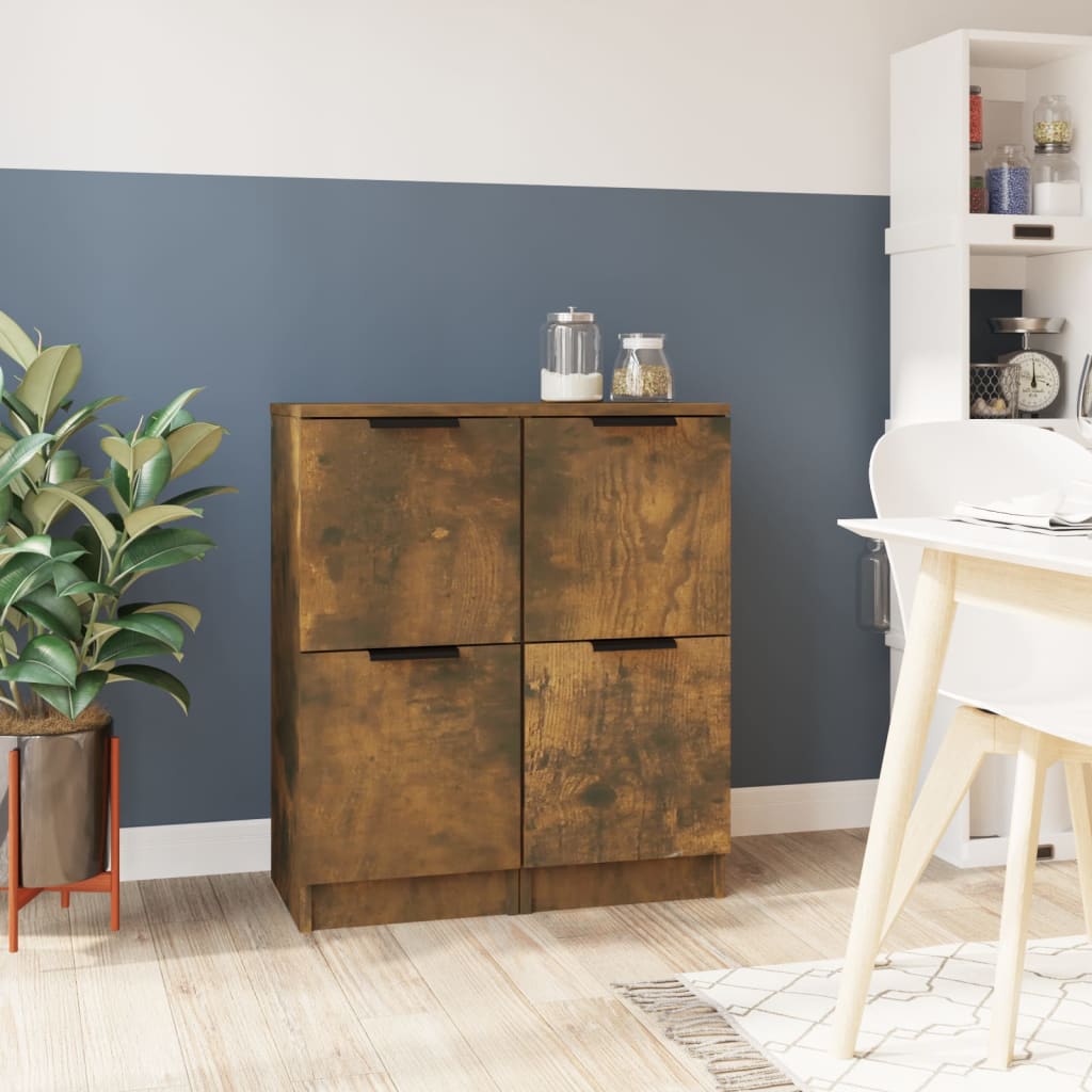 Sideboards 2 Stk. Räuchereiche 30x30x70 cm Holzwerkstoff